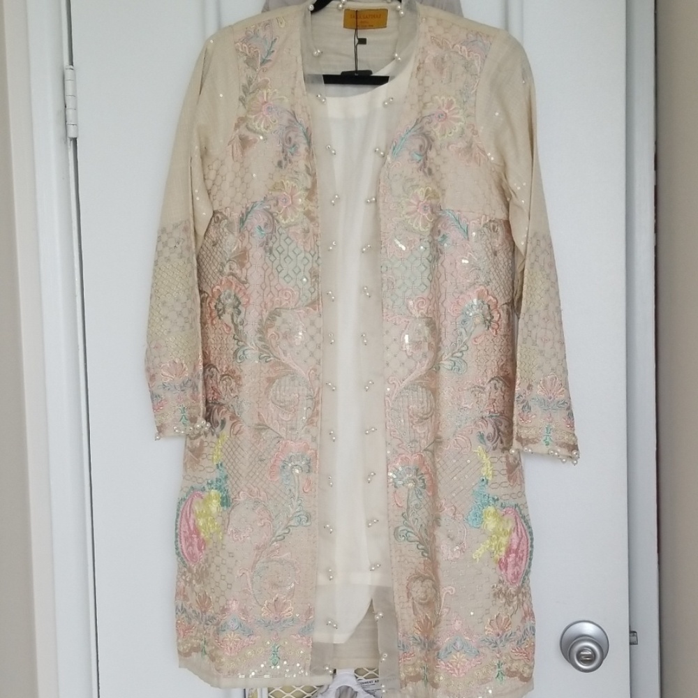 Dress embroided Embellished pearls jacket